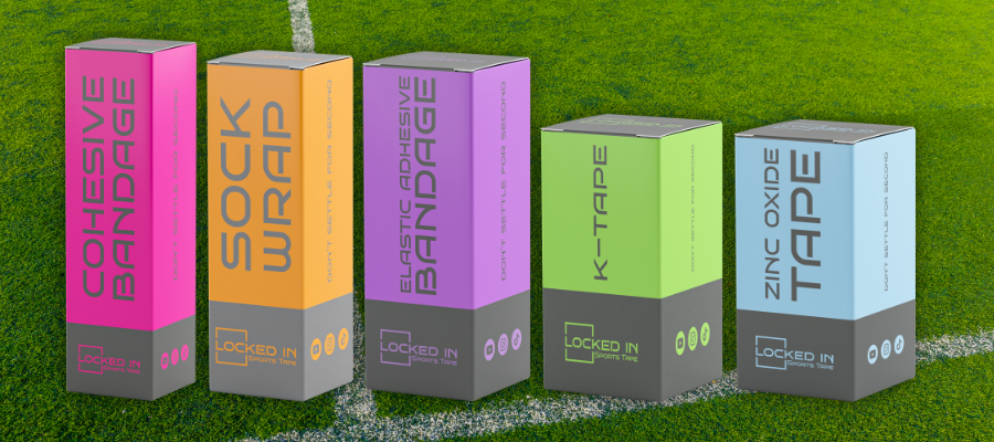 New Locked In Sports Tape Bundles in pink, orange, purple, lime green, light blue