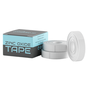White zinc oxide Finger Tape rolls in sleek light blue and gray box