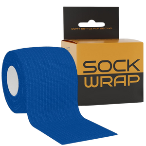 Blue textured Sock Wrap athletic wrap in branded box