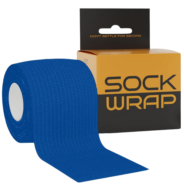 Blue textured Sock Wrap athletic wrap in branded box