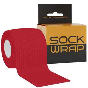 Red Sock Wrap athletic tape with textured grid-like surface