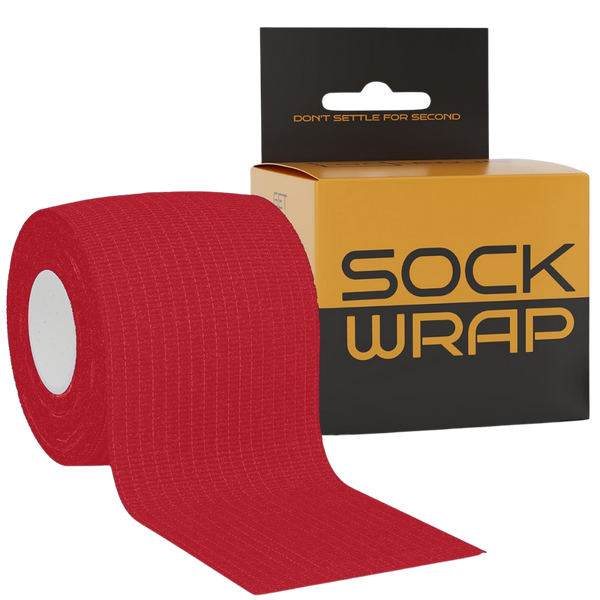 Red Sock Wrap athletic tape with textured grid-like surface