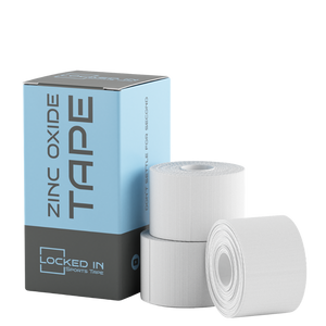 White Locked In zinc oxide sports tape in Rugby Contact Support Pack