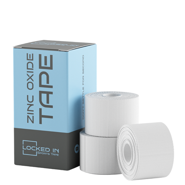 White Locked In zinc oxide sports tape in Rugby Contact Support Pack